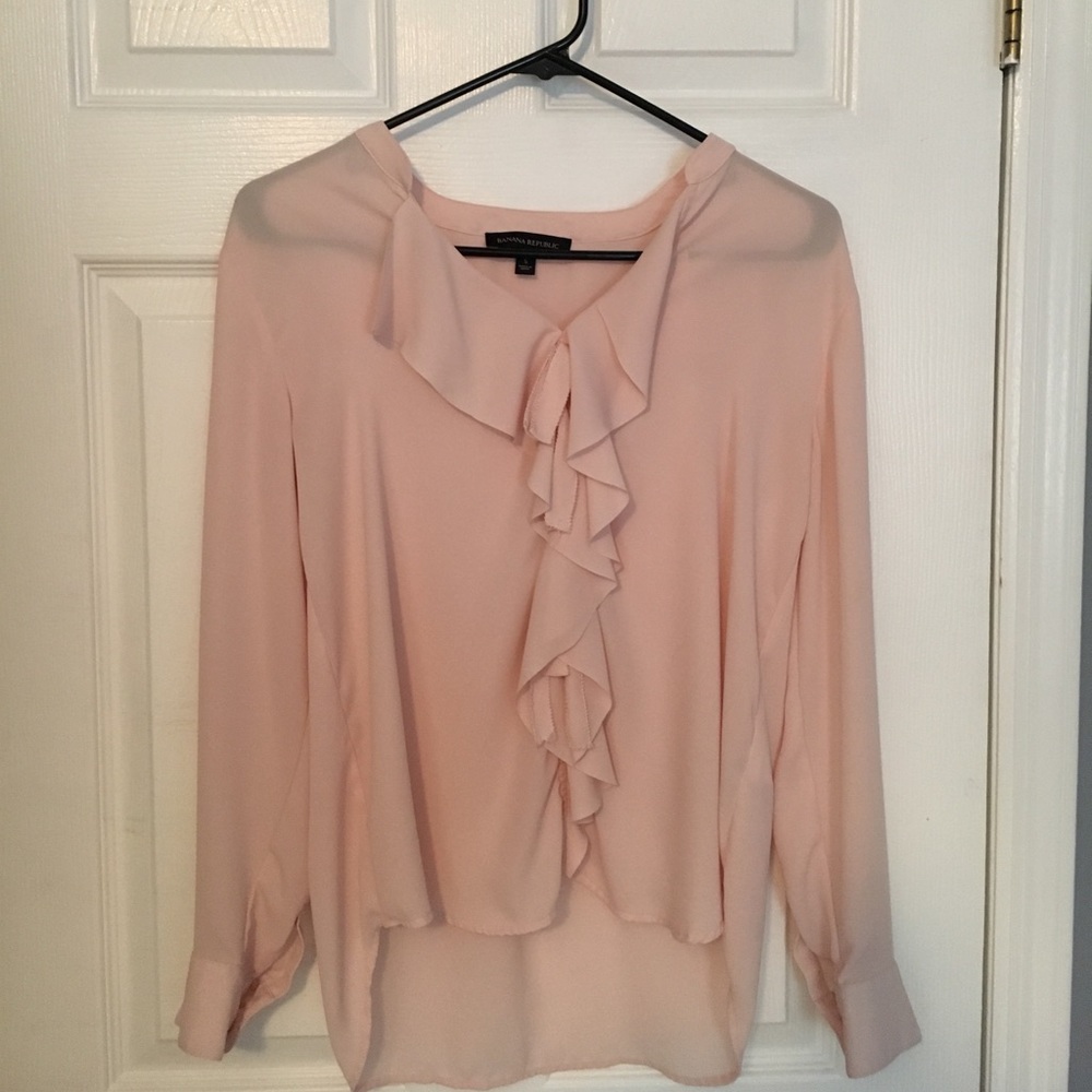 Blush Pink Banana Republic Frill Blouse